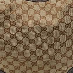 Pre Owned Gucci Beige/Brown GG Canvas and Leather Princy Hobo