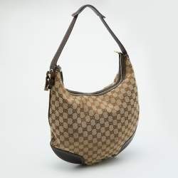 Pre Owned Gucci Beige/Brown GG Canvas and Leather Princy Hobo