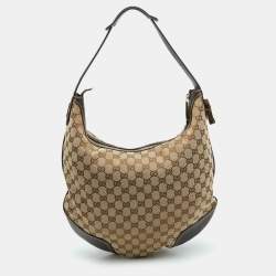 Pre Owned Gucci Beige/Brown GG Canvas and Leather Princy Hobo