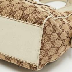 Pre Owned Gucci White/Beige GG Canvas Small Charmy Boston Bag