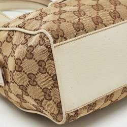 Pre Owned Gucci White/Beige GG Canvas Small Charmy Boston Bag