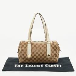 Pre Owned Gucci White/Beige GG Canvas Small Charmy Boston Bag