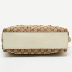 Pre Owned Gucci White/Beige GG Canvas Small Charmy Boston Bag