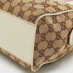 Pre Owned Gucci White/Beige GG Canvas Small Charmy Boston Bag