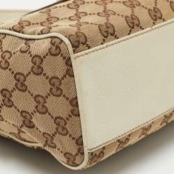 Pre Owned Gucci White/Beige GG Canvas Small Charmy Boston Bag