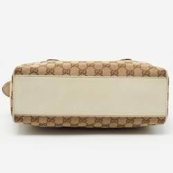 Pre Owned Gucci White/Beige GG Canvas Small Charmy Boston Bag