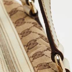 Pre Owned Gucci White/Beige GG Canvas Small Charmy Boston Bag