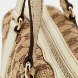 Pre Owned Gucci White/Beige GG Canvas Small Charmy Boston Bag
