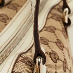 Pre Owned Gucci White/Beige GG Canvas Small Charmy Boston Bag