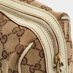 Pre Owned Gucci White/Beige GG Canvas Small Charmy Boston Bag