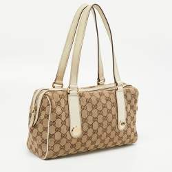 Pre Owned Gucci White/Beige GG Canvas Small Charmy Boston Bag