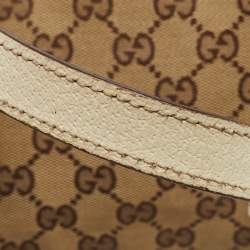 Pre Owned Gucci White/Beige GG Canvas Small Charmy Boston Bag