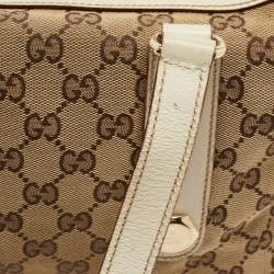 Pre Owned Gucci White/Beige GG Canvas Small Charmy Boston Bag