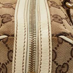Pre Owned Gucci White/Beige GG Canvas Small Charmy Boston Bag