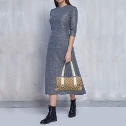 Pre Owned Gucci White/Beige GG Canvas Small Charmy Boston Bag