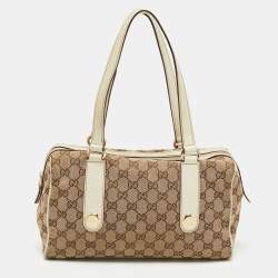 Pre Owned Gucci White/Beige GG Canvas Small Charmy Boston Bag