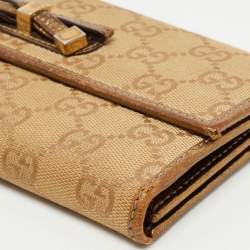 Gucci Gold/Beige GG Canvas and Leather Princy Continental Wallet