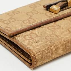 Gucci Gold/Beige GG Canvas and Leather Princy Continental Wallet