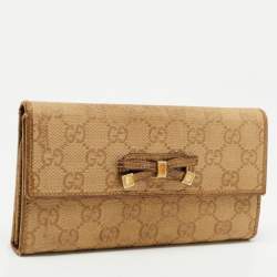 Gucci Gold/Beige GG Canvas and Leather Princy Continental Wallet