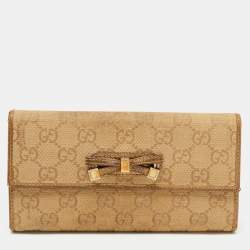 Gucci Gold/Beige GG Canvas and Leather Princy Continental Wallet
