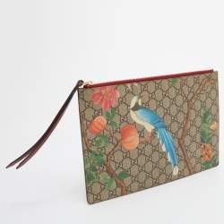 Pre Owned Gucci Multicolor GG Supreme Canvas Tian Zip Pouch