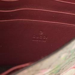 Gucci Multicolor Blooms Print GG Supreme Canvas and Leather Wallet on Chain