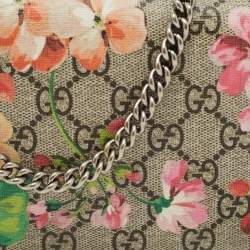 Gucci Multicolor Blooms Print GG Supreme Canvas and Leather Wallet on Chain