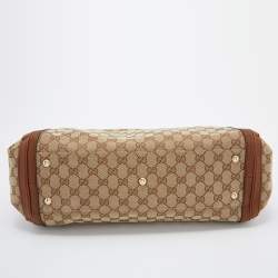 Pre Owned Gucci Beige/Brown GG Canvas and Leather Bella tote