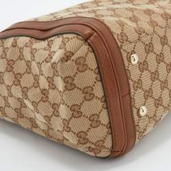 Pre Owned Gucci Beige/Brown GG Canvas and Leather Bella tote