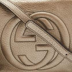 Pre Owned Gucci Metallic Leather Small Soho Disco Crossbody Bag