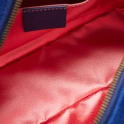 Gucci Blue Matelassé Velvet Small GG Marmont Shoulder Bag