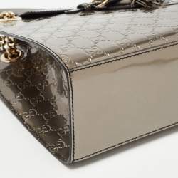 Pre Owned Gucci Gun Metal Guccissima Patent Leather Large Emily Chain Shoulder Bag