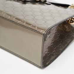 Pre Owned Gucci Gun Metal Guccissima Patent Leather Large Emily Chain Shoulder Bag