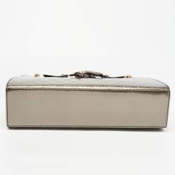 Pre Owned Gucci Gun Metal Guccissima Patent Leather Large Emily Chain Shoulder Bag