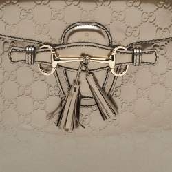 Pre Owned Gucci Gun Metal Guccissima Patent Leather Large Emily Chain Shoulder Bag