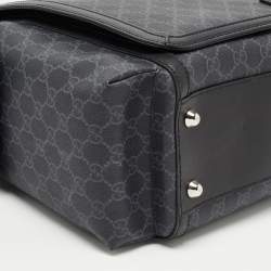 Pre Owned Gucci Dark Grey/Black GG Supreme Canvas and Leather Diaper Bag