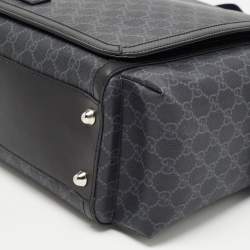 Pre Owned Gucci Dark Grey/Black GG Supreme Canvas and Leather Diaper Bag