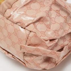 Pre Owned Gucci Pink GG Crystal Canvas Horsebit Charm Hobo
