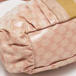 Pre Owned Gucci Pink GG Crystal Canvas Horsebit Charm Hobo
