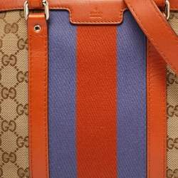 Pre Owned Gucci Brown/Beige GG Canvas Medium Web Top Handle Bag