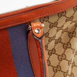 Pre Owned Gucci Brown/Beige GG Canvas Medium Web Top Handle Bag
