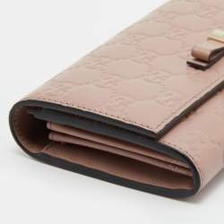Gucci Pink Guccissima Leather Mayfair Bow Continental Flap Wallet