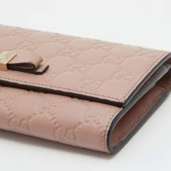 Gucci Pink Guccissima Leather Mayfair Bow Continental Flap Wallet