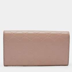 Gucci Pink Guccissima Leather Mayfair Bow Continental Flap Wallet
