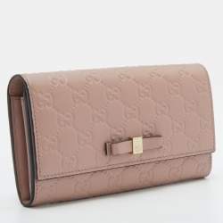 Gucci Pink Guccissima Leather Mayfair Bow Continental Flap Wallet