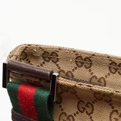 Gucci Beige/Brown GG Canvas and Leather Web Pocket Messengers Bag