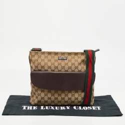 Gucci Beige/Brown GG Canvas and Leather Web Pocket Messengers Bag
