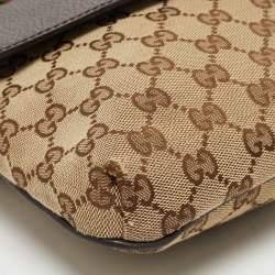 Gucci Beige/Brown GG Canvas and Leather Web Pocket Messengers Bag