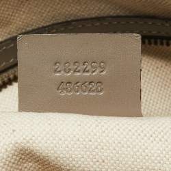 Pre Owned Gucci Beige/Grey GG Canvas and Leather Scarlett Interlocking G Satchel