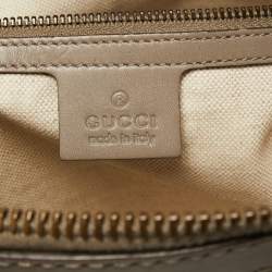 Pre Owned Gucci Beige/Grey GG Canvas and Leather Scarlett Interlocking G Satchel